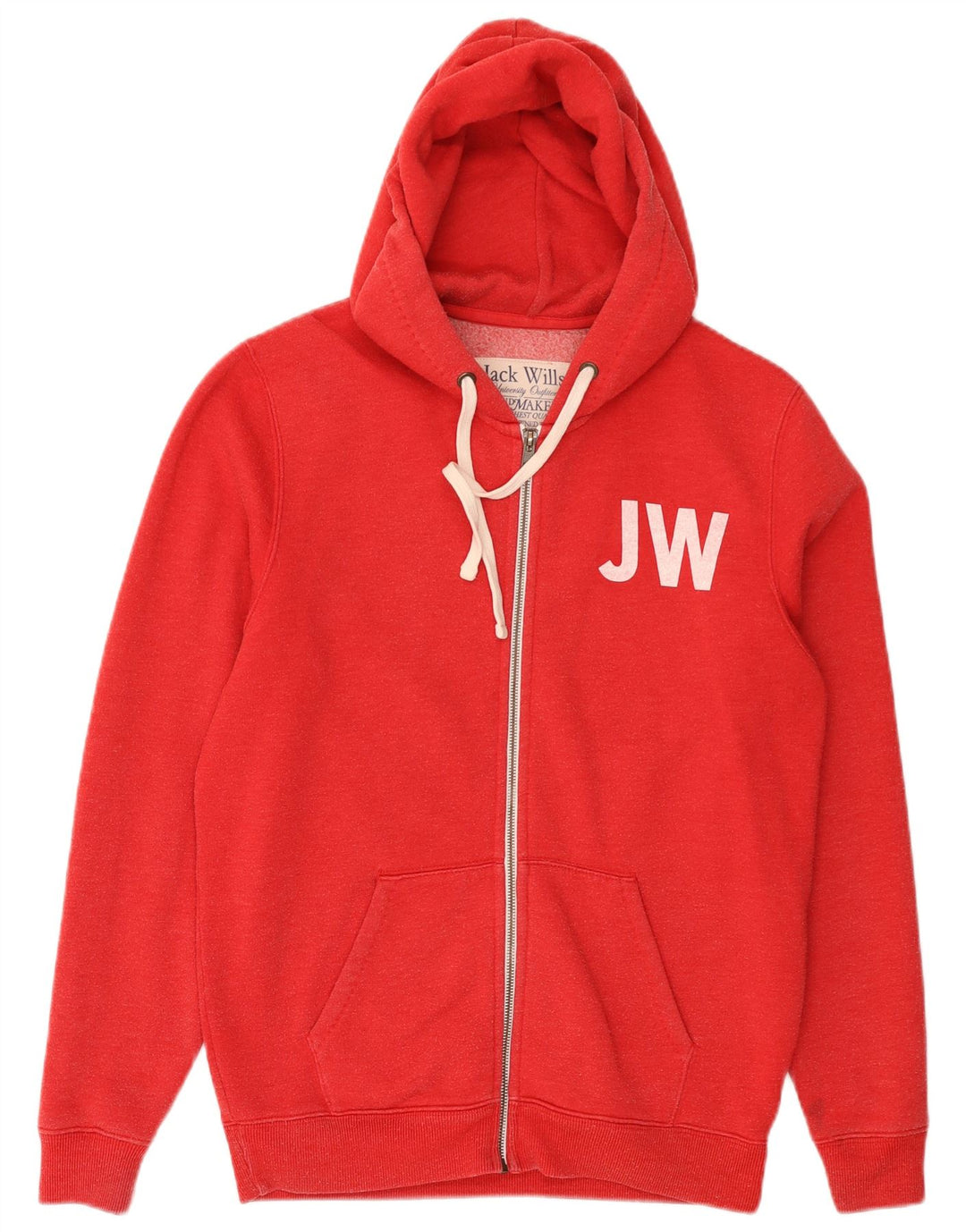 Męski sweter z kapturem i zamkiem błyskawicznym Jack Wills, mały, czerwony, bawełniany