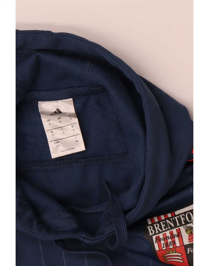 Adidas Męska bluza z kapturem, mała, granatowa, z blokami kolorów, poliestrowa