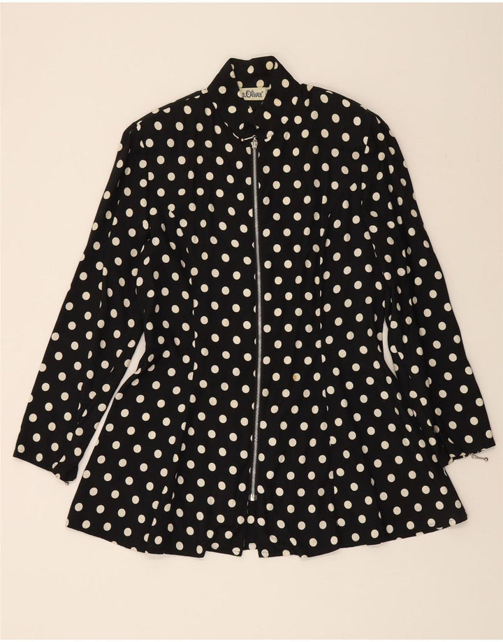 S.OLIVER Womens Long Sleeve A-Line Dress EU 38 Medium Black Polka Dot Vintage S.Oliver and Second-Hand S.Oliver from Messina Hembry 