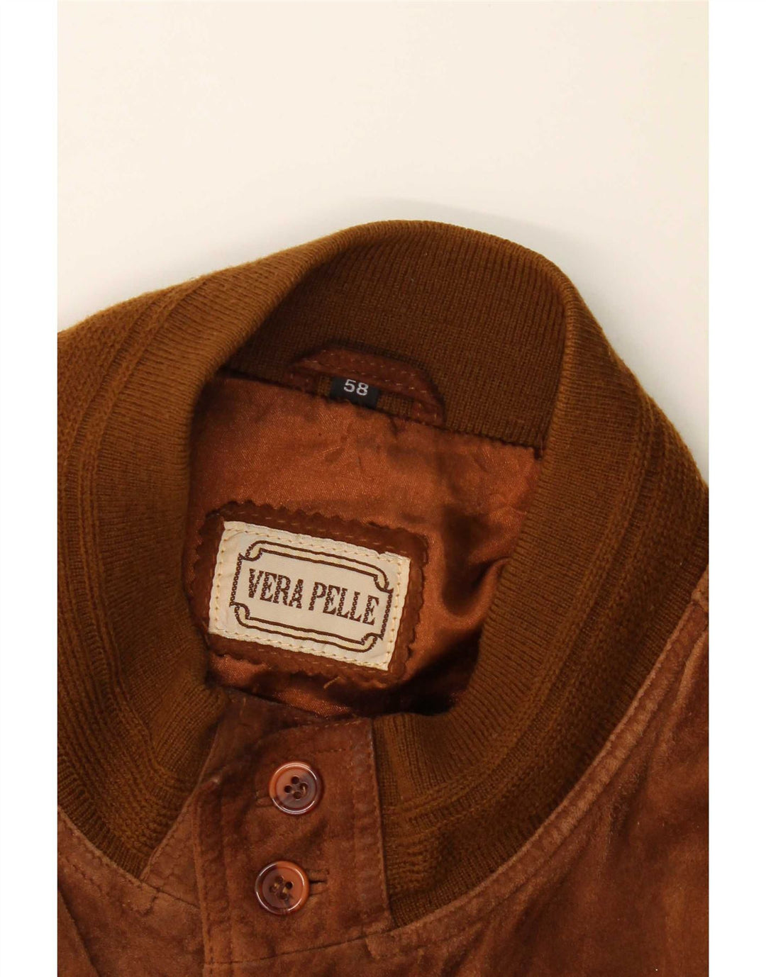 Zamszowa kurtka męska Bomber w stylu vintage IT 58 4XL Brązowa skóra