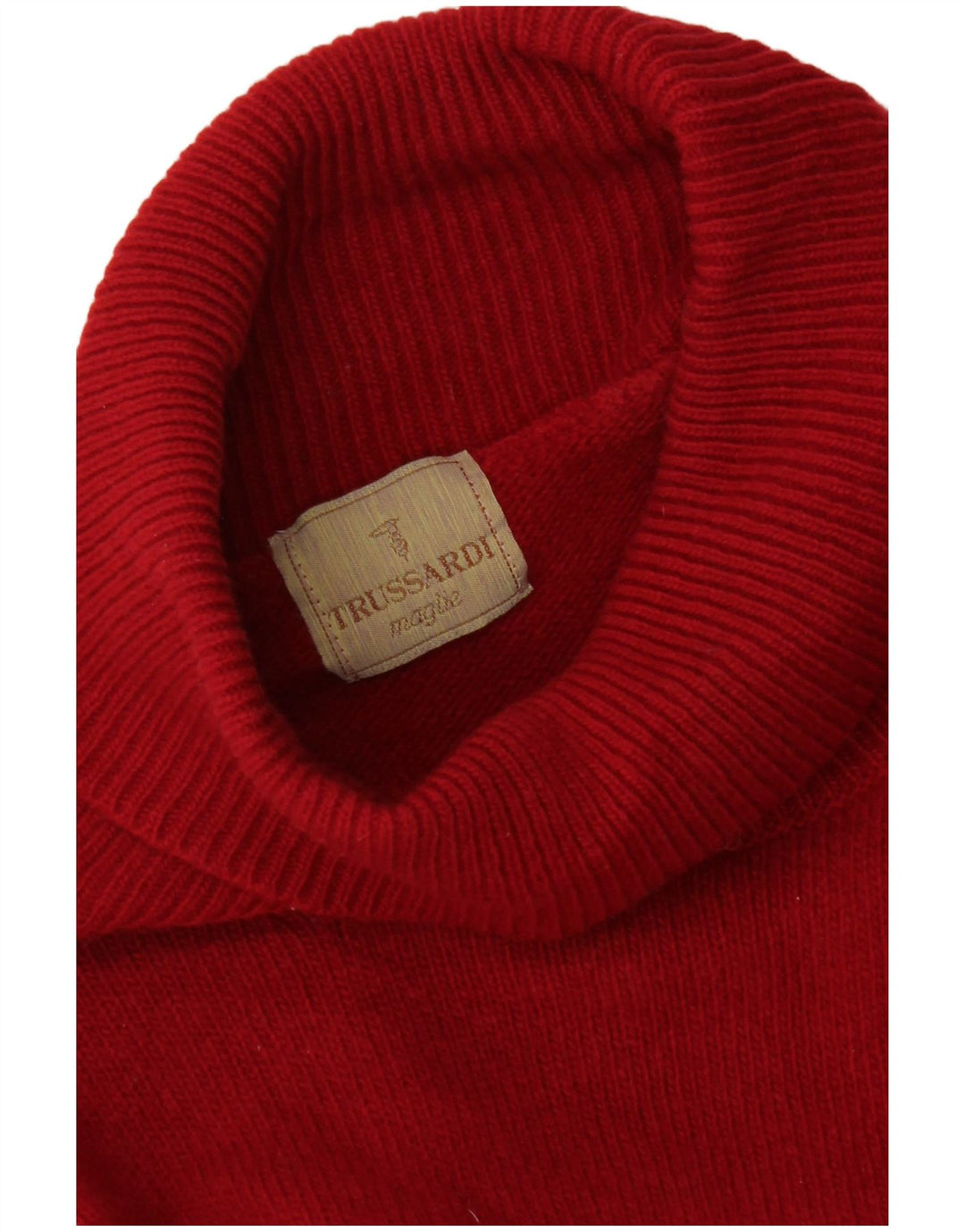 Damski sweter z golfem Trussardi UK 12, średni czerwony