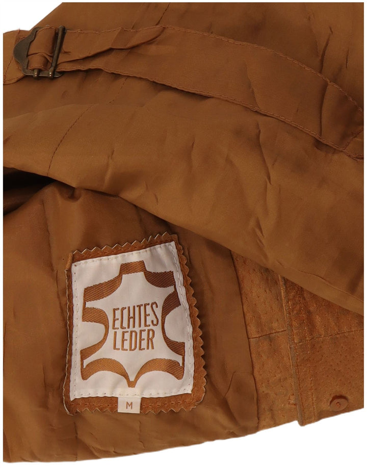 Zamszowa kamizelka męska w stylu vintage, średnia beżowa skóra