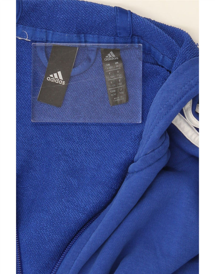 ADIDAS Boys Zip Hoodie Sweater 11-12 Years Blue Vintage Adidas and Second-Hand Adidas from Messina Hembry 