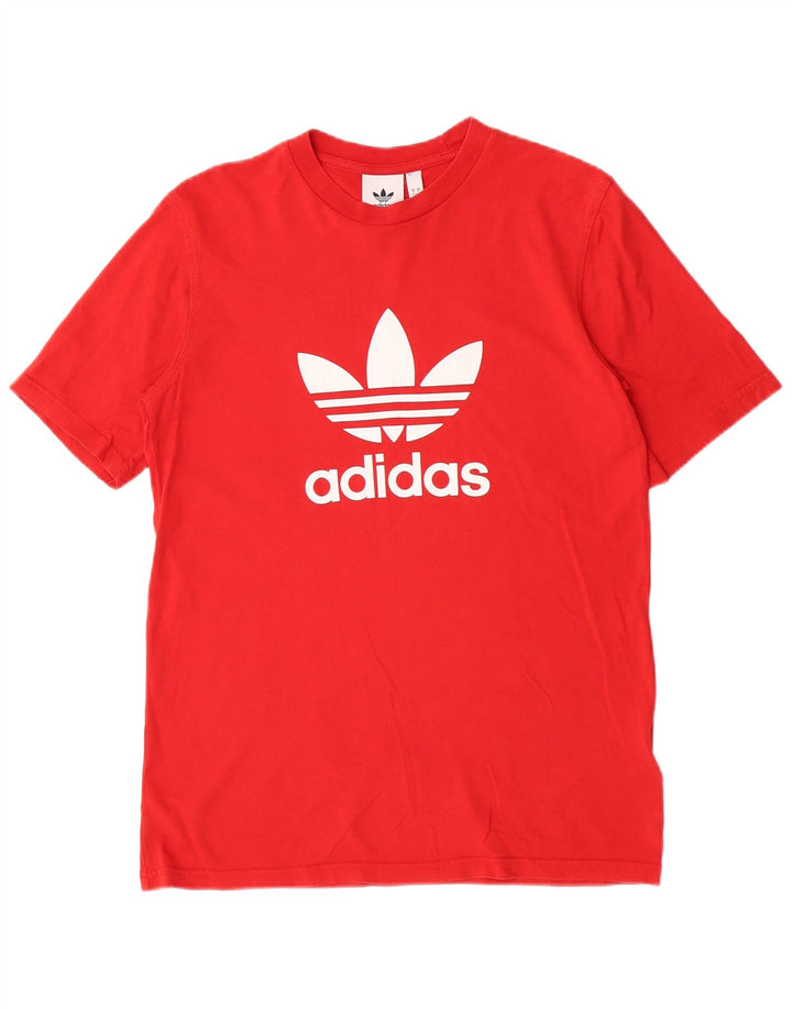 Męska koszulka z grafiką Adidas, mała, czerwona, bawełniana