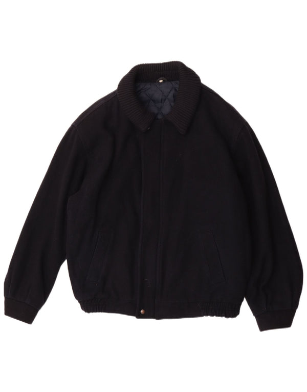 Vintage męska kurtka bomber UK 42 XL granatowa wełna