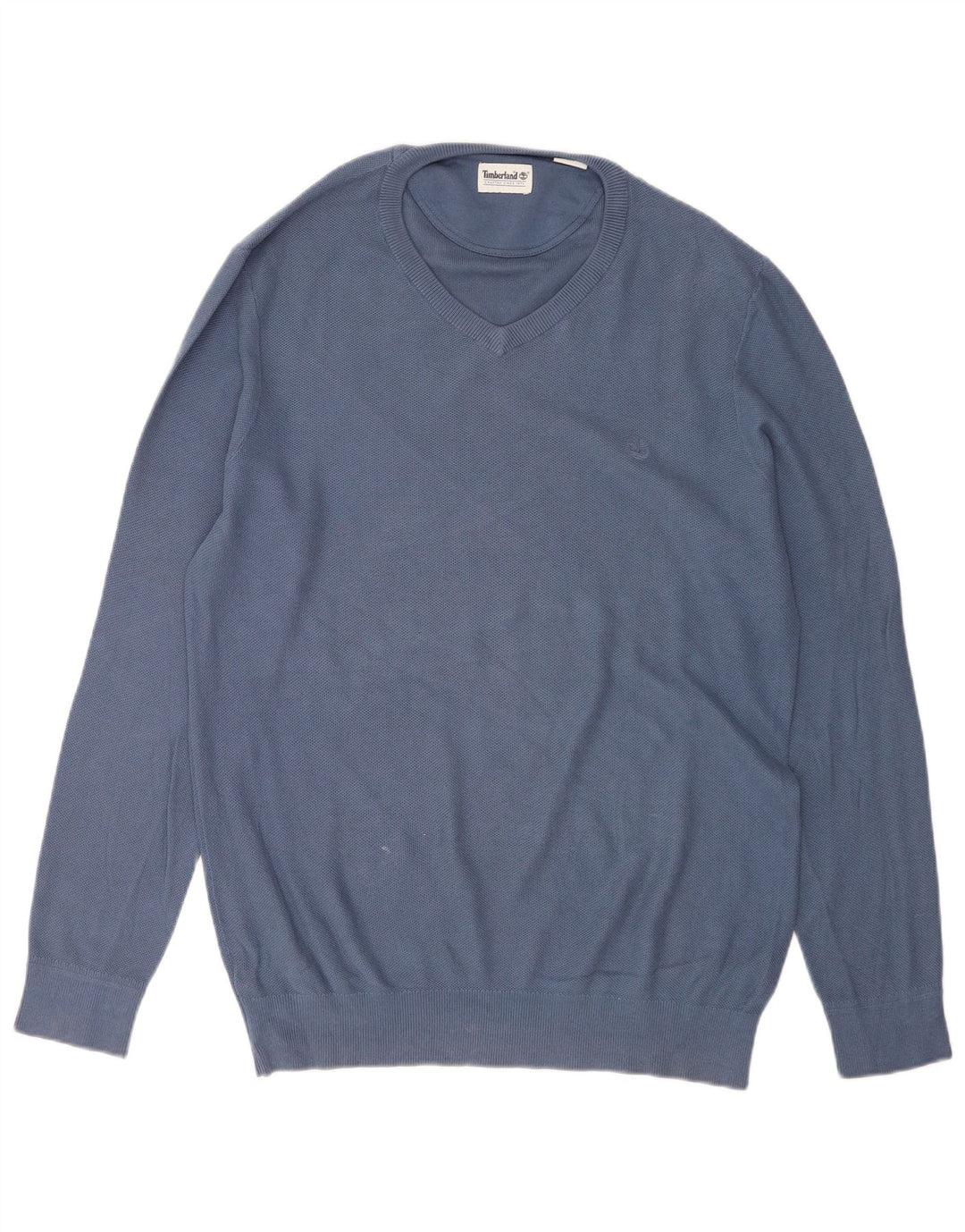 Męski sweter Timberland z dekoltem w kształcie litery V, duży, niebieski, bawełniany
