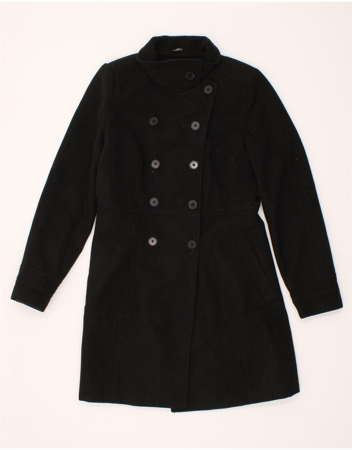 ZARA Womens Double Breasted Coat UK 14 Large Black Polyester Vintage Zara and Second-Hand Zara from Messina Hembry 