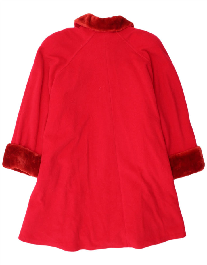Płaszcz damski w stylu vintage UK 20 2XL Czerwona wełna dziewicza