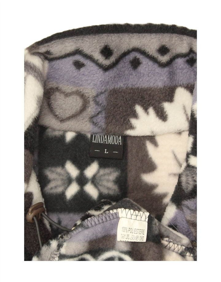 Męska kurtka polarowa Vintage UK 40, duża, szara, z poliestru Fair Isle