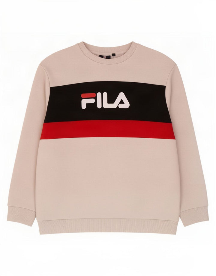 Męska bluza z grafiką Fila, średniobiała, z blokami kolorów