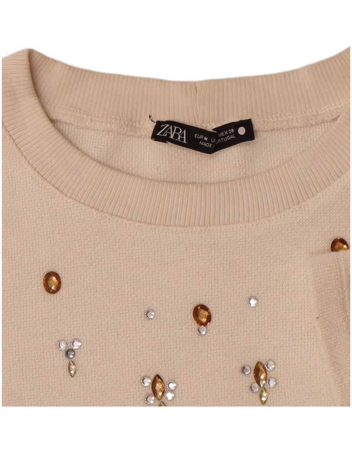 T-shirt damski Zara Top UK 12 średni beż