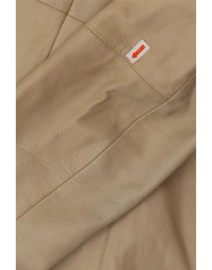 OLLY & CO Damski płaszcz skórzany UK 10 Mały, beżowy, skórzany