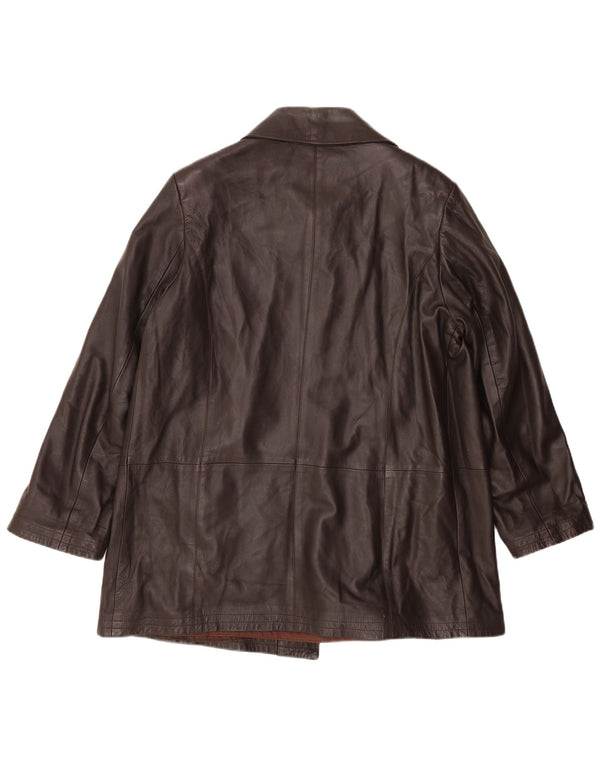 MICHELANGELO Damski płaszcz skórzany IT 46 Duża brązowa skóra