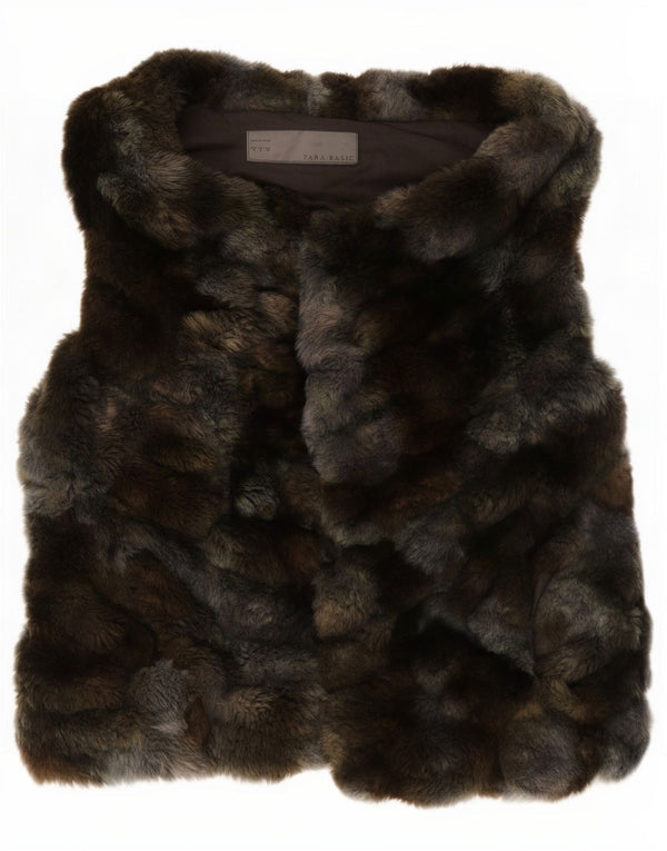 Damska kamizelka ze sztucznego futra Zara UK 10 Small Grey Tie Dye