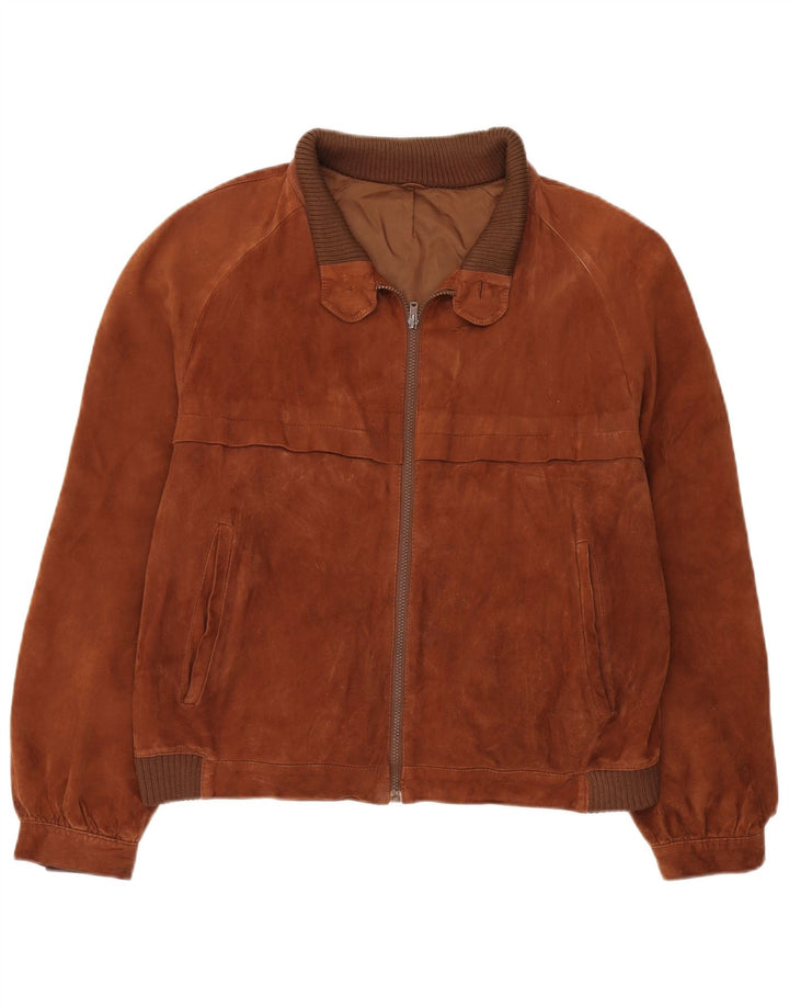 Męska kurtka bomberka w stylu vintage, zamszowa IT 52 XL, brązowa skóra
