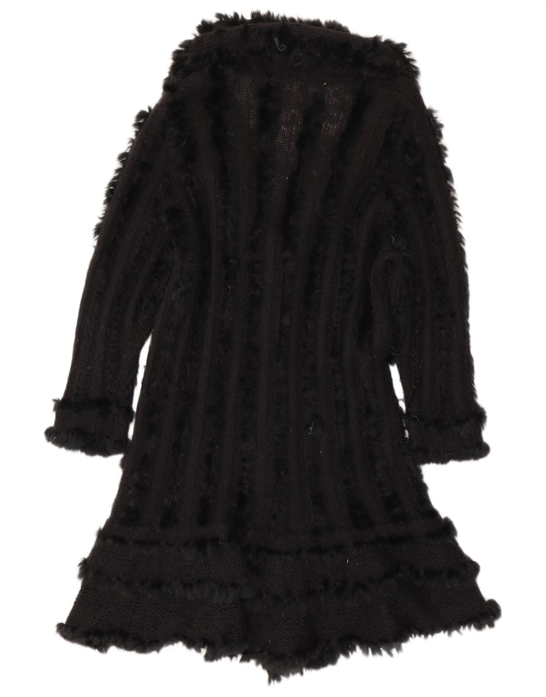Sweter damski w stylu vintage o przedłużonym kroju, UK 14, średnia czarna wełna
