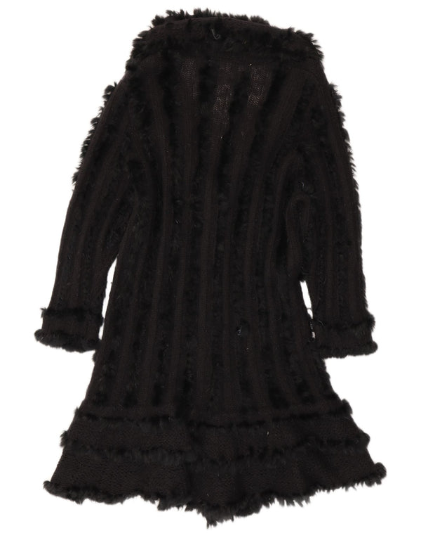 Sweter damski w stylu vintage o przedłużonym kroju, UK 14, średnia czarna wełna