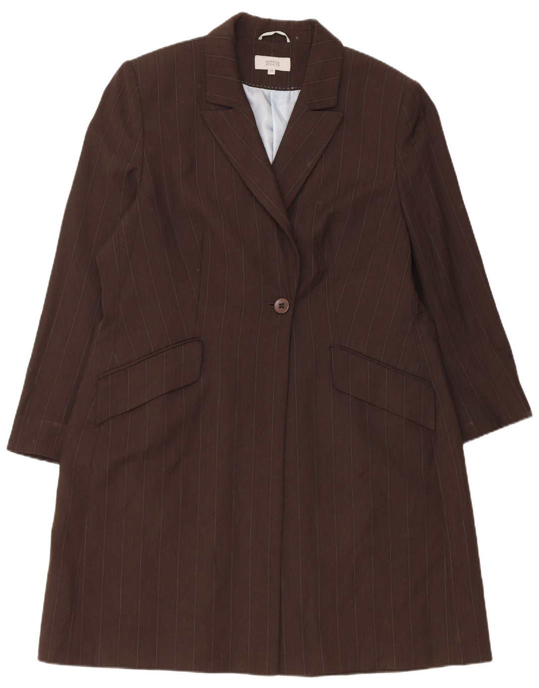 Marks & Spencer Płaszcz damski UK 20 2XL Brązowy poliester w prążki