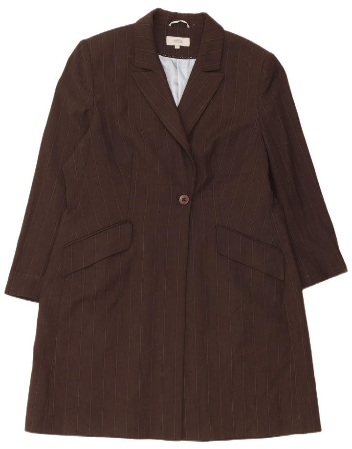 Marks & Spencer Płaszcz damski UK 20 2XL Brązowy poliester w prążki