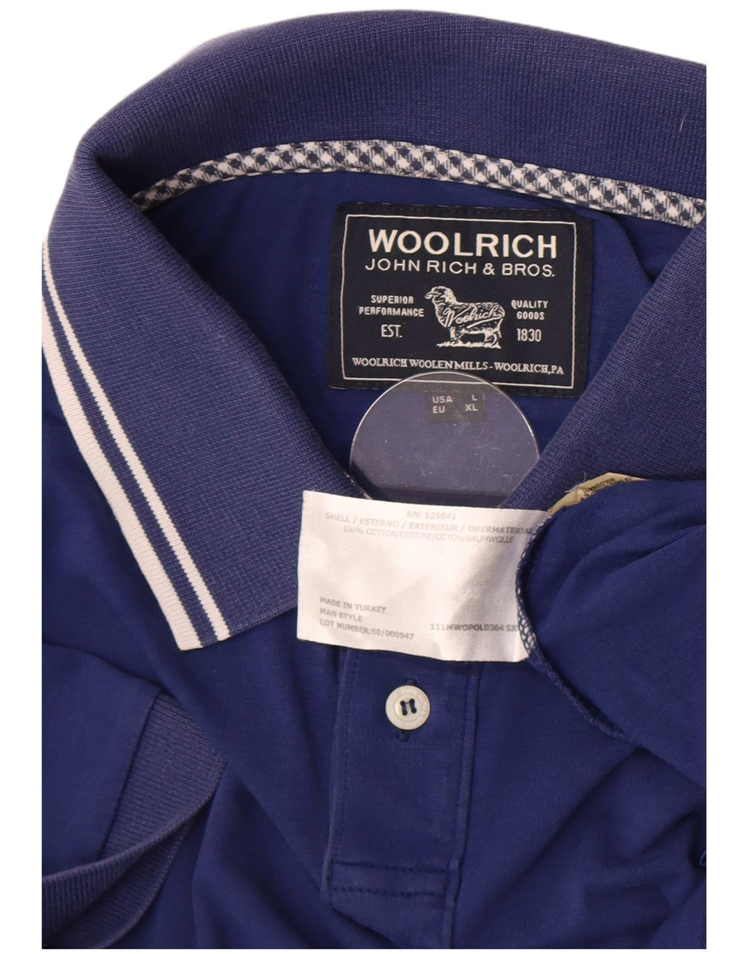 Męska koszulka polo Woolrich, duża, granatowa, bawełniana