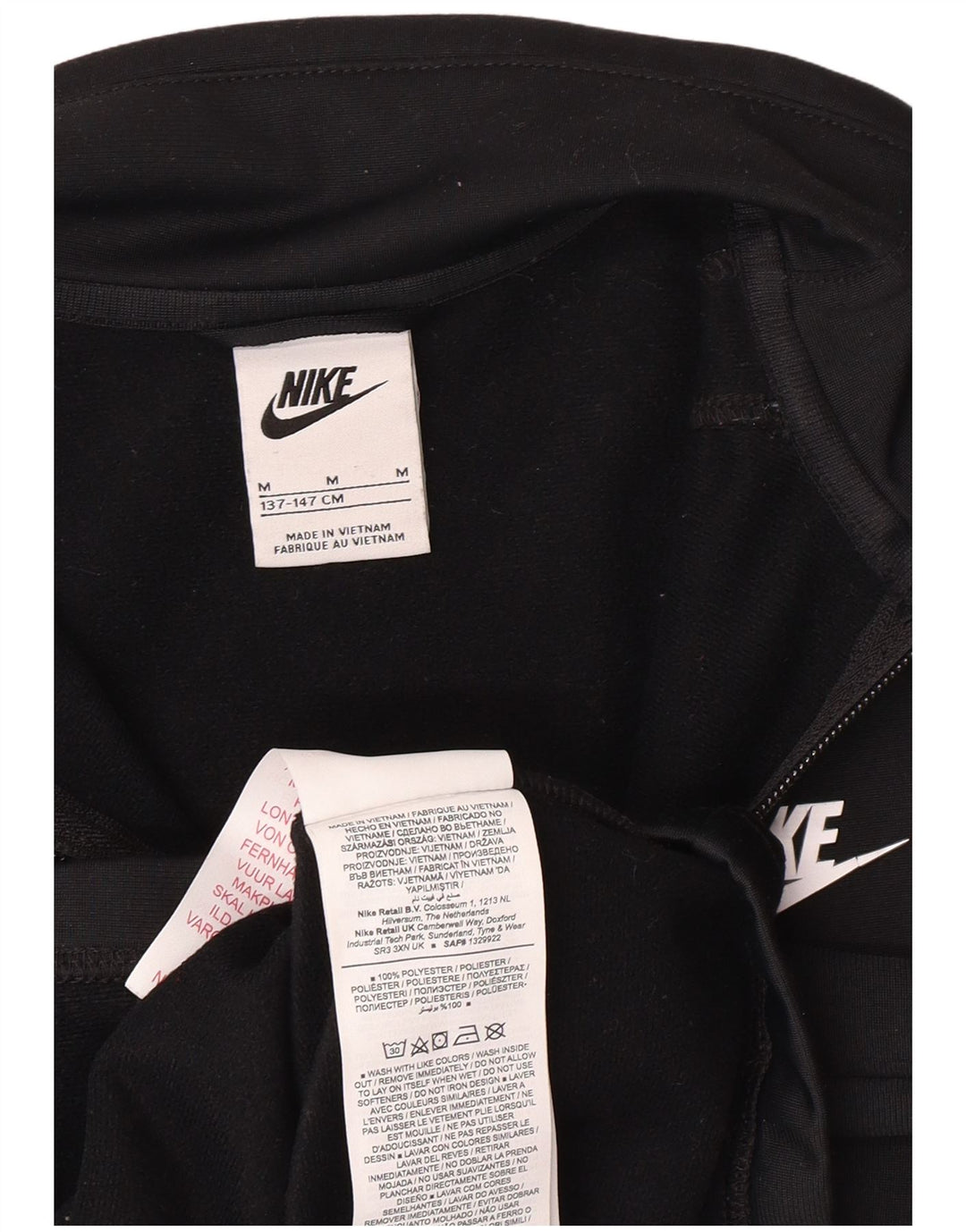 NIKE Boys Tracksuit Top Jacket 10-11 Years Medium Black Polyester
