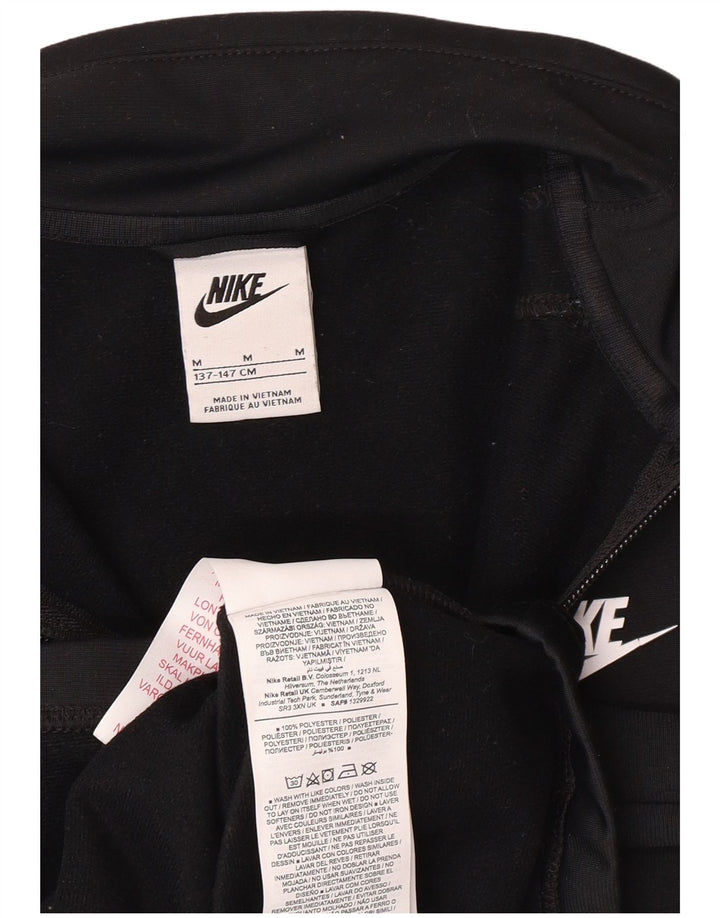 NIKE Boys Tracksuit Top Jacket 10-11 Years Medium Black Polyester