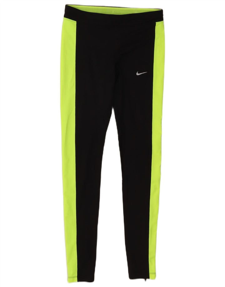 Damskie legginsy Nike Dri Fit UK 10, mały, czarny, poliestrowy blok kolorów