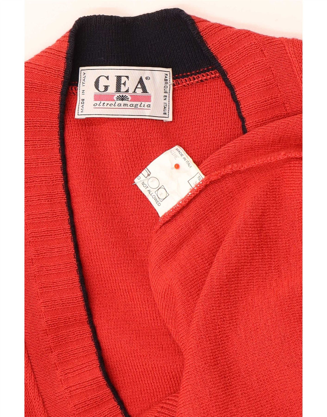 Vintage męski sweter kardigan IT 50 średnia czerwona wełna