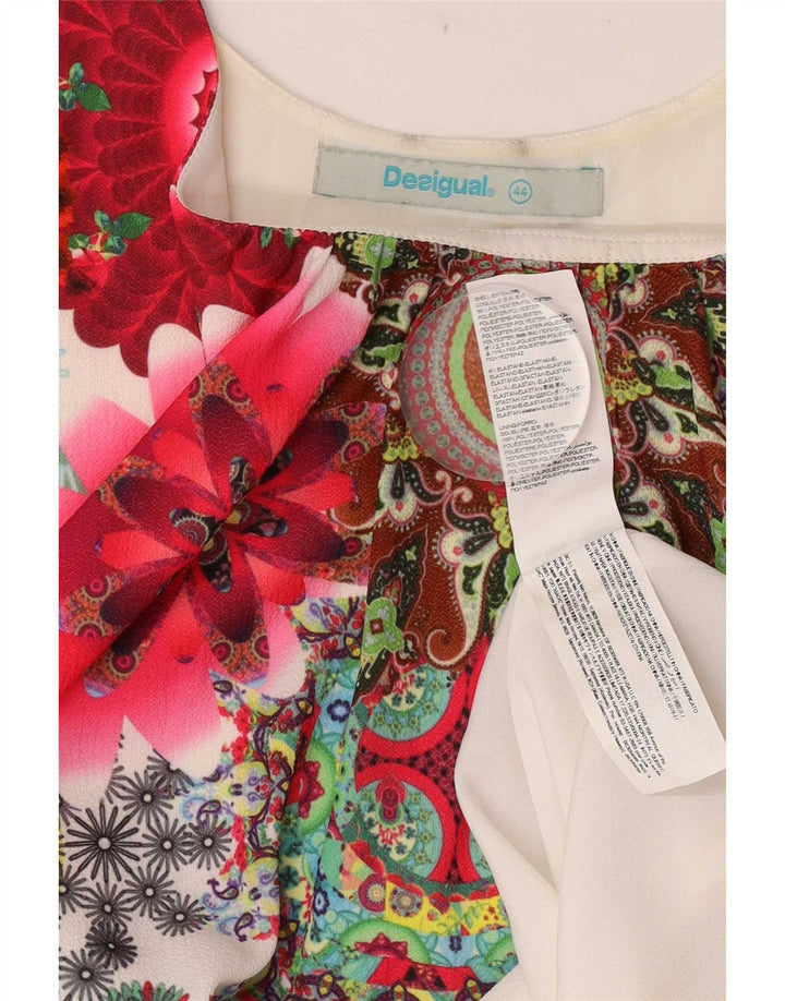 Damska tunika bez rękawów Desigual EU 44 XL, biały, kwiatowy poliester