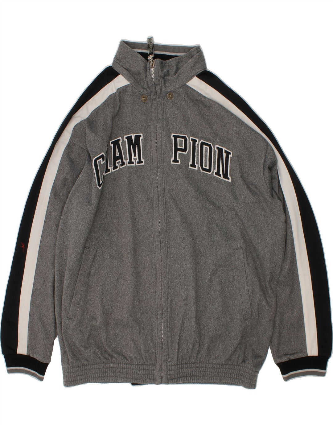 CHAMPION Boys Graphic Tracksuit Top Jacket 11-12 Years Grey Colourblock Vintage Champion and Second-Hand Champion from Messina Hembry 