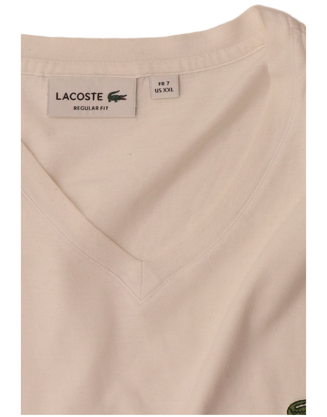 Męska koszulka Lacoste o regularnym kroju, rozmiar 7 2XL, biała bawełna