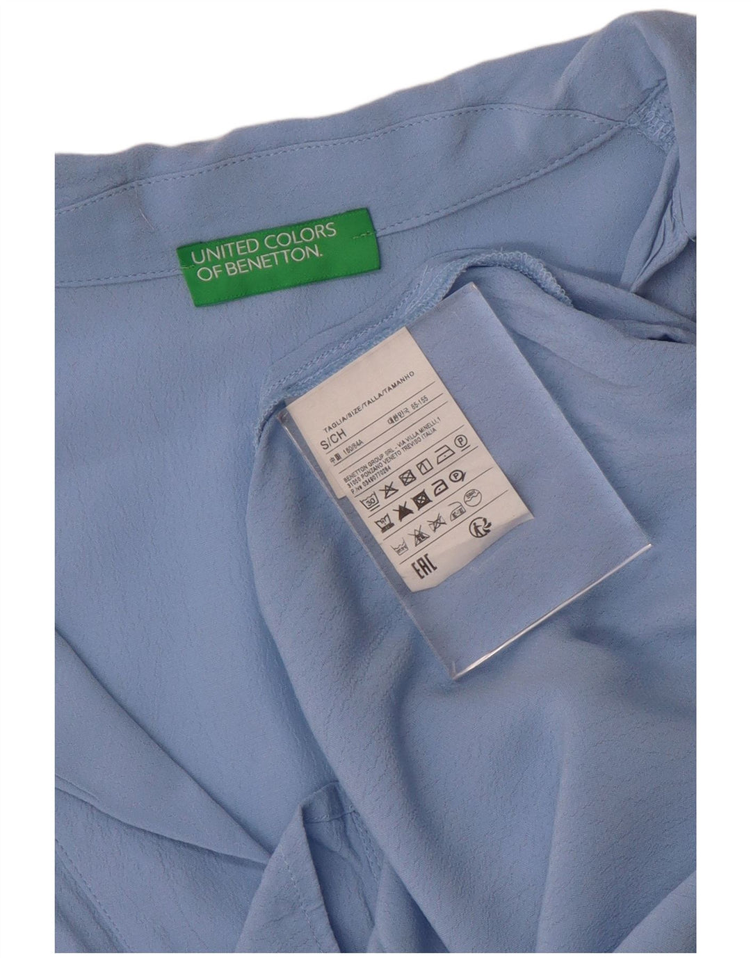 Damska bluzka koszulowa oversize BENETTON UK 10 Small Blue Wiskoza