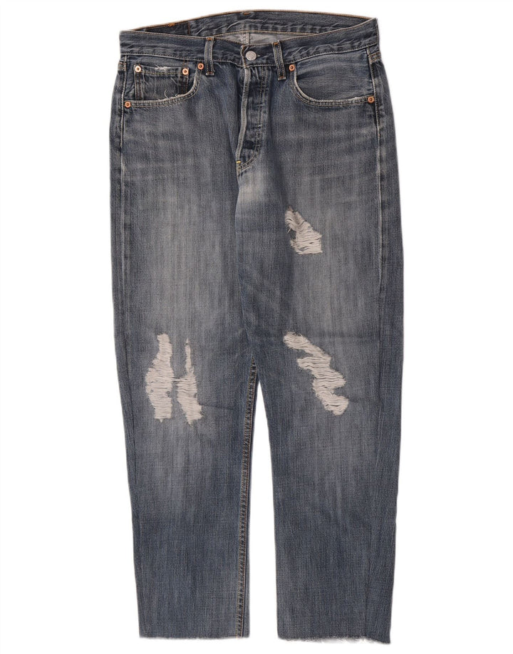 Męskie jeansy Levi's 501 w trudnej sytuacji W32 L28 Niebieska bawełna