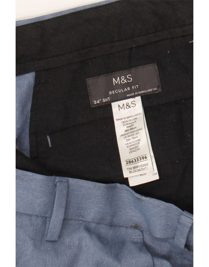 Męskie spodnie chino o regularnym kroju Marks & Spencer W34 L29 Niebieski poliester