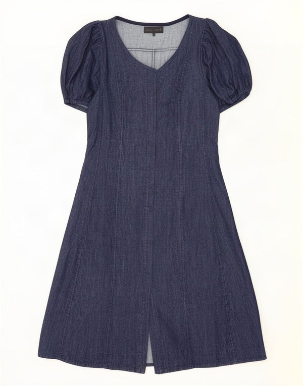 Zara Womens Denim Dress UK 10 Small Navy Blue Cotton