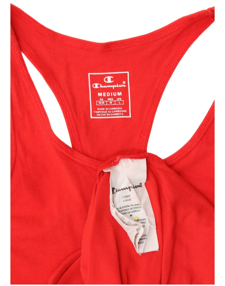 CHAMPION Womens Graphic Vest Top UK 12 Medium Red Cotton