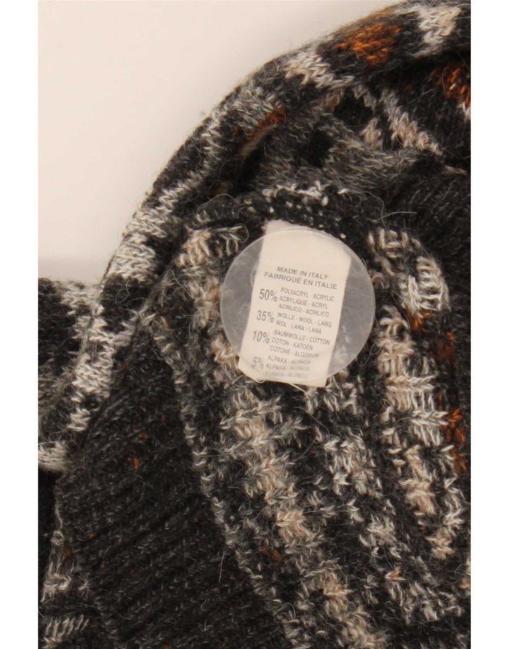 Vintage męski sweter z okrągłym dekoltem, średni, wielokolorowy Fair Isle