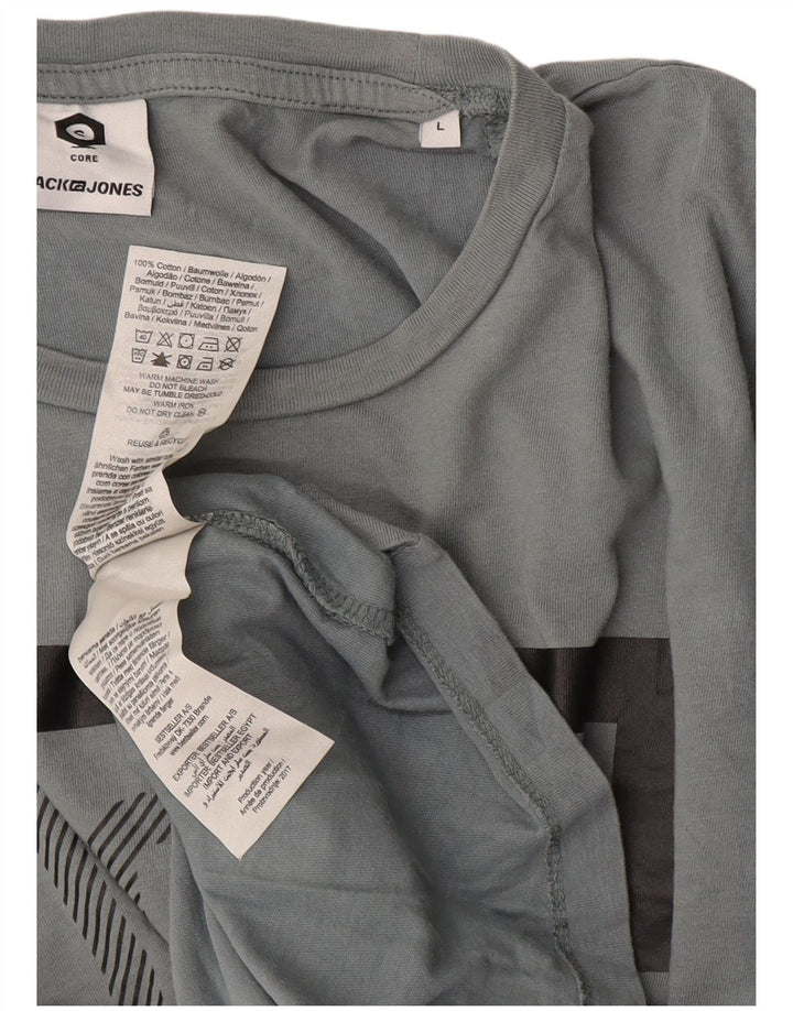 Męski T-shirt z grafiką Jack & Jones, duży, szary, bawełniany