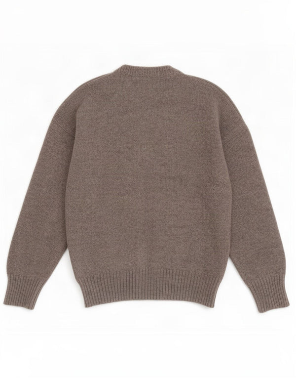 Vintage Mens Crew Neck Jumper Sweater Medium Grey Colourblock New Wool