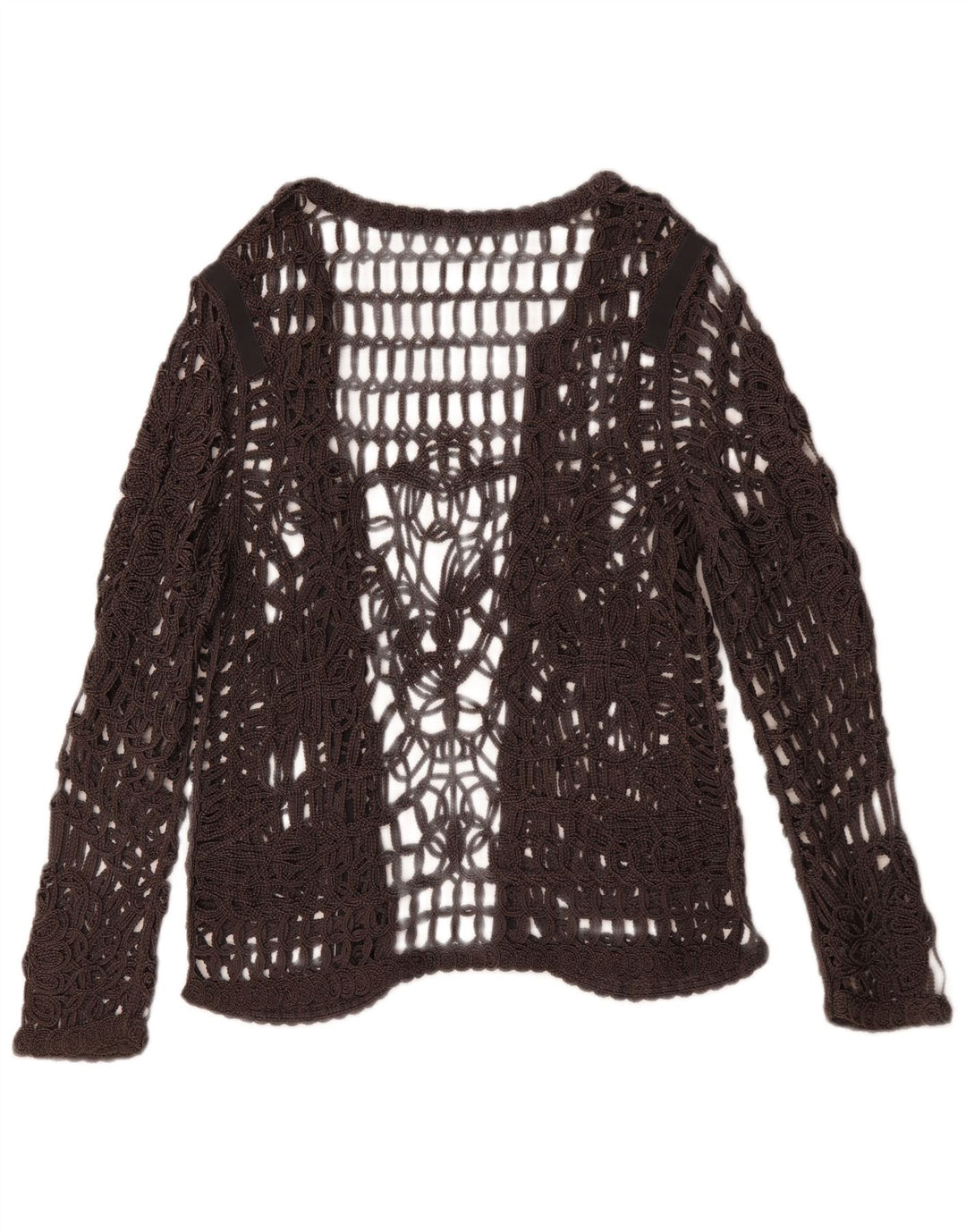 Damski szydełkowy top MONARI z długim rękawem, prześwitujący UK 14, duży, szary