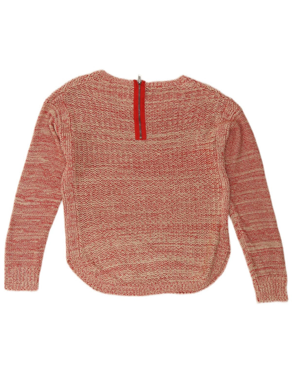 Marks & Spencer Damski sweter z dekoltem w kształcie litery V, UK 10, mały, czerwony, nakrapiany