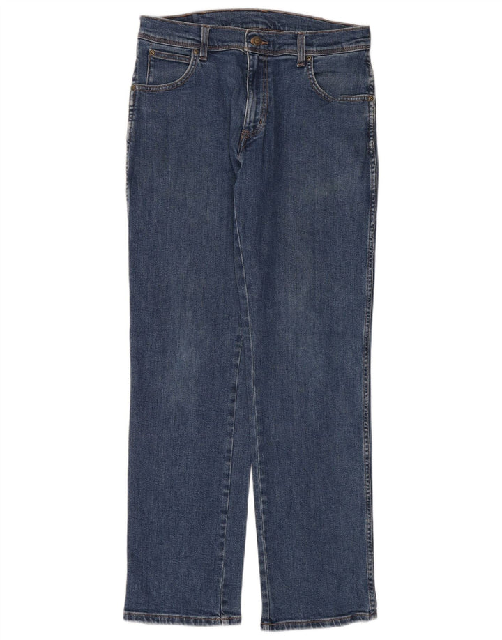 WRANGLER Męskie proste dżinsy o regularnym kroju W32 L32 Niebieskie, bawełniane