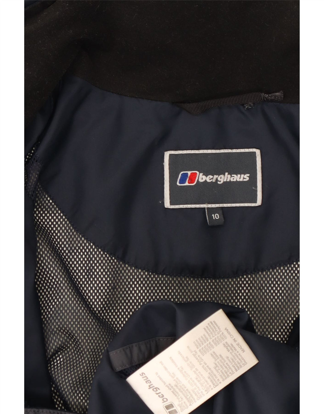 Damska kurtka przeciwdeszczowa z kapturem oversize Berghaus UK 10, mała, granatowa, nylonowa