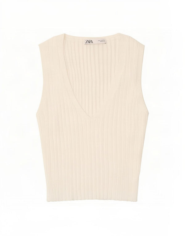 Zara Womens Vest Top UK 8 Small White