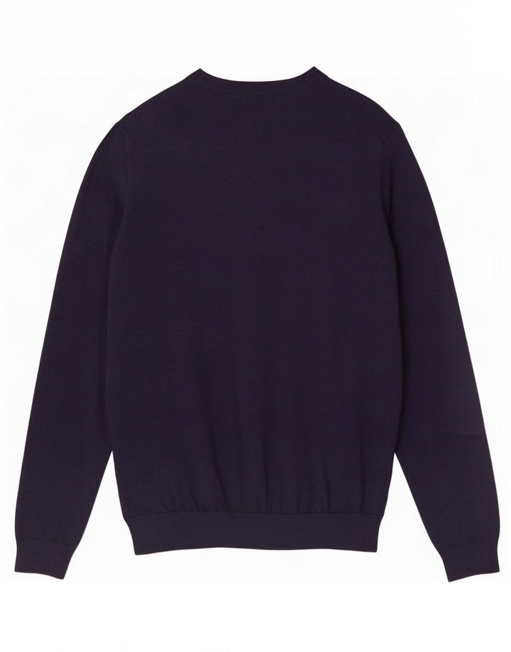 Marks & Spencer Męski sweter z dekoltem w łódkę, średni granat, wełna merynosów