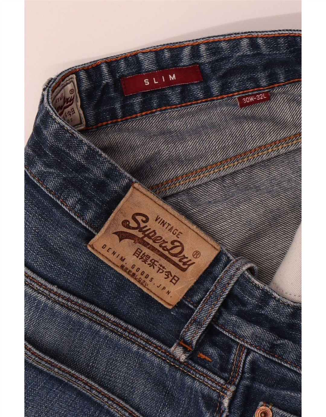 Męskie jeansy Superdry Slim W30 L32 Niebieskie, bawełniane