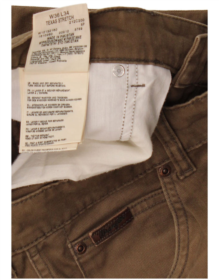 Męskie spodnie codzienne WRANGLER Texas Stretch Straight W36 L34 Brązowa bawełna