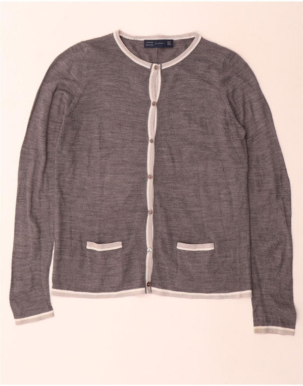 Sweter damski Zara Cardigan UK 14 Średni szary akryl