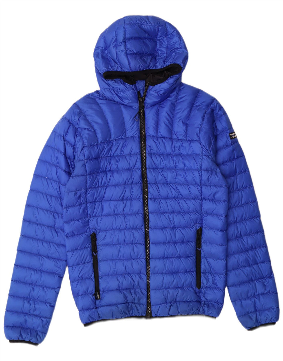 SUPERDRY Męska wyściełana kurtka z kapturem i kapturem UK 36 Small Blue Nylon