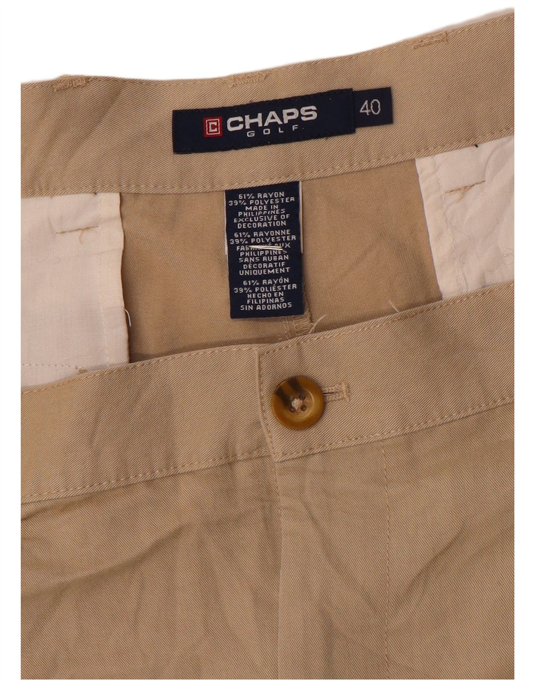 Męskie spodenki chino Chaps W40 XL beżowy sztuczny jedwab